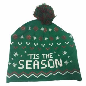 ‘Tis the season green red & white christmas beanie